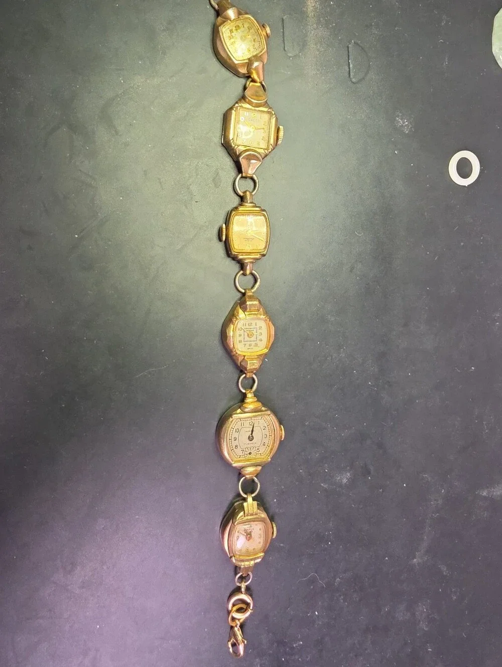 Vintage Women's Gold-Tone Multi-Face Bracelet Watch Faces
